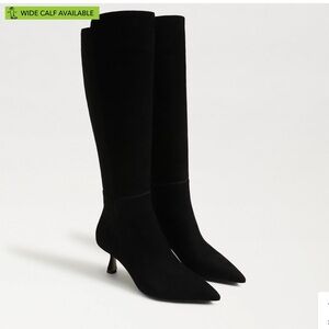 Sam Edelman black suede wide calf Taylin Pointed Toe Knee High Boot
